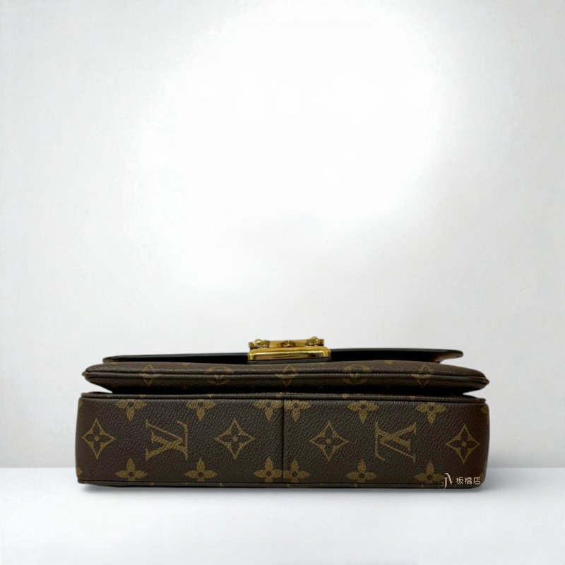 LV 原花拼焦糖牛皮 Marceau 下蓋肩背包 M46127-4