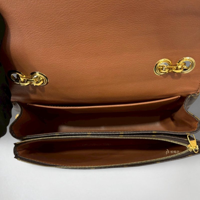 LV 原花拼焦糖牛皮 Marceau 下蓋肩背包 M46127-6