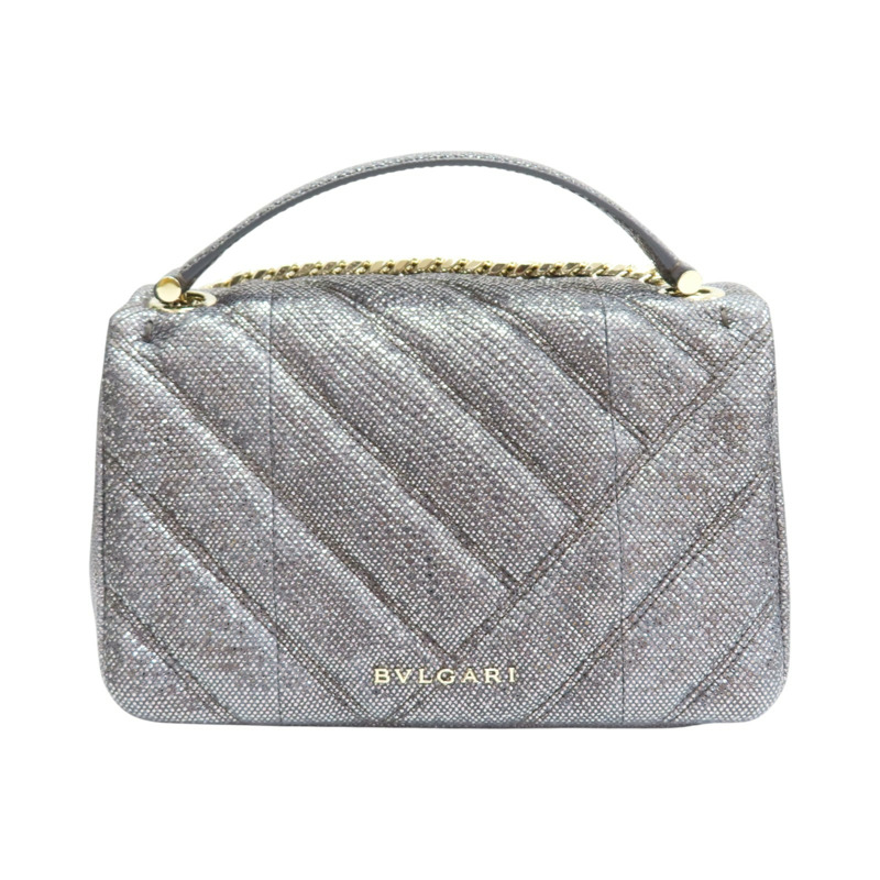 銀色 Karung 蛇皮 Serpenti Cabochon 肩背包【BVLGARI 寶格麗】 290237-1