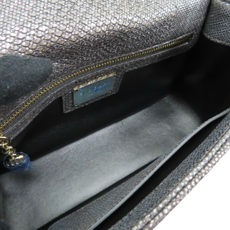 銀色 Karung 蛇皮 Serpenti Cabochon 肩背包【BVLGARI 寶格麗】 290237-6