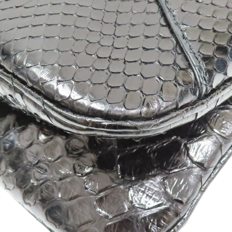 黑色 蛇革 珠寶龍形翻蓋包 手提包【GUCCI 古馳】 135952-11