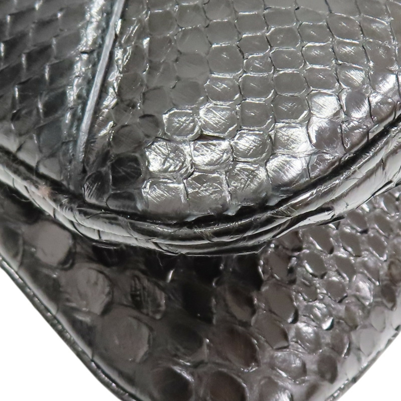 黑色 蛇革 珠寶龍形翻蓋包 手提包【GUCCI 古馳】 135952-12