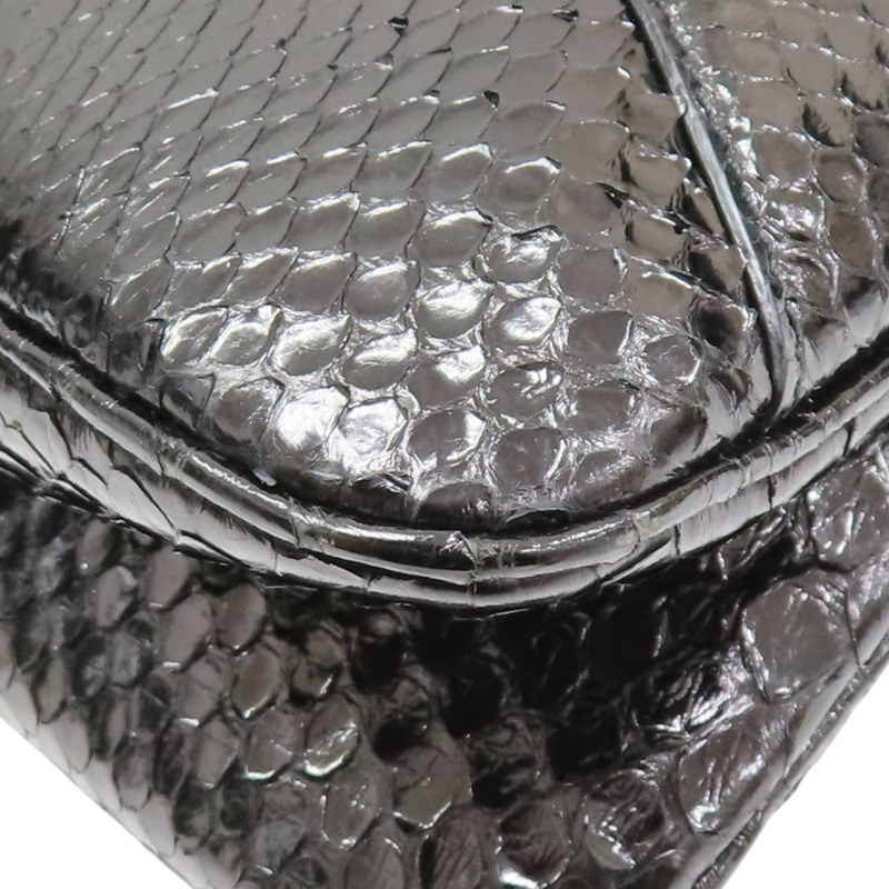 黑色 蛇革 珠寶龍形翻蓋包 手提包【GUCCI 古馳】 135952-13