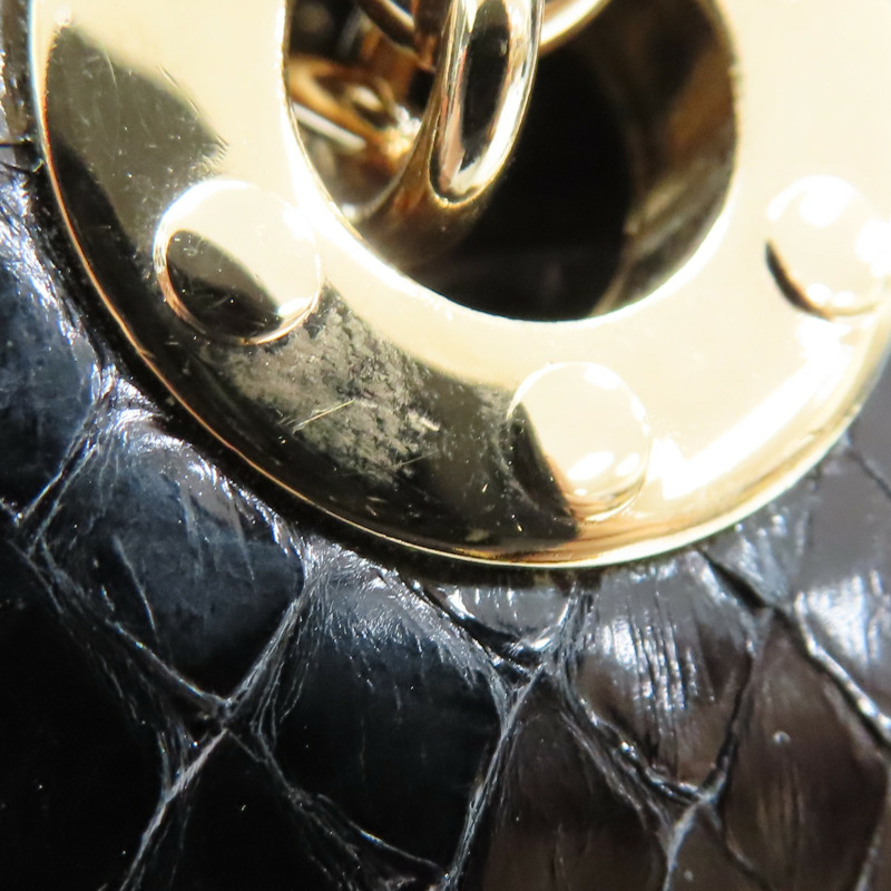 黑色 蛇革 珠寶龍形翻蓋包 手提包【GUCCI 古馳】 135952-14