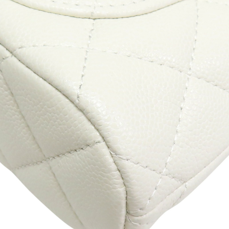 白色 牛皮 菱格紋 金鏈條貝殼包 肩背包【CHANEL 香奈兒】 AP4000-13