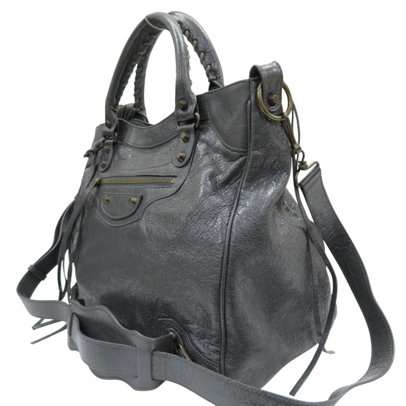 灰色 山羊皮 Classic Velo 兩用包【BALENCIAGA 巴黎世家】 235216-2