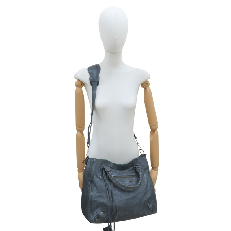 灰色 山羊皮 Classic Velo 兩用包【BALENCIAGA 巴黎世家】 235216-8