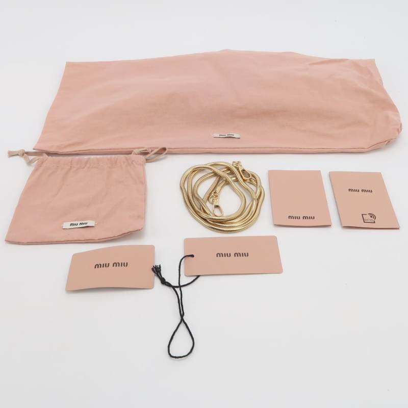 Miu Miu Belle羊皮純色絎縫字母Logo斜挎包單肩包-8