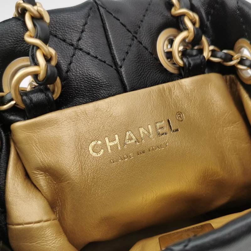 Chanel羊皮純色菱格絎縫雙CLogo斜挎包單肩包 晶片款-7