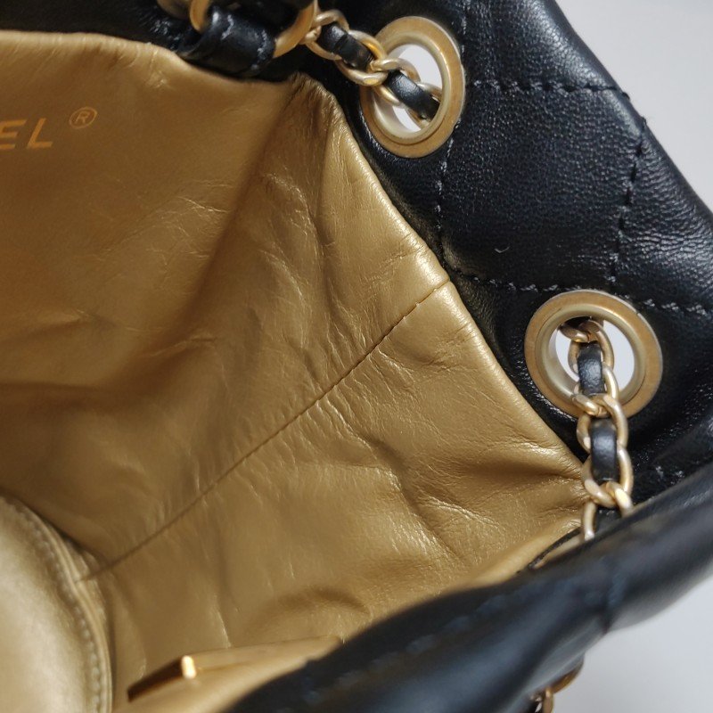 Chanel羊皮純色菱格絎縫雙CLogo斜挎包單肩包 晶片款-14