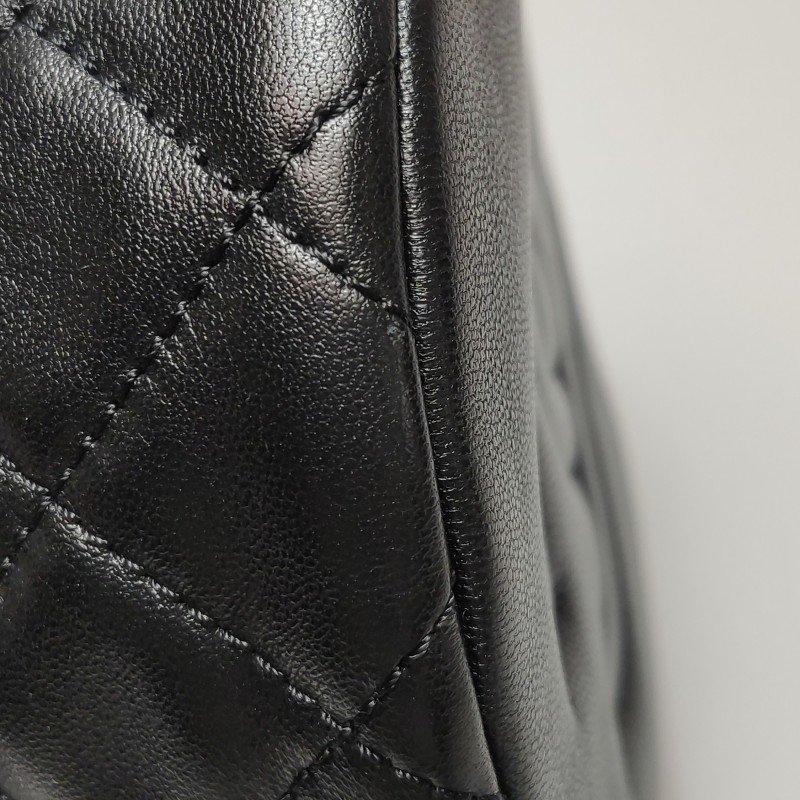 Chanel羊皮純色菱格絎縫雙CLogo斜挎包單肩包 晶片款-15