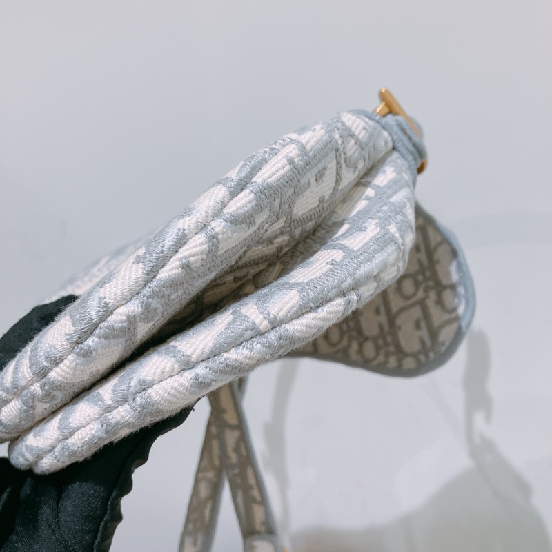 CHRISTIAN DIOR迪奧亞麻灰馬鞍包 OBLIQUE SADDLE BAG [UNUSED]-4
