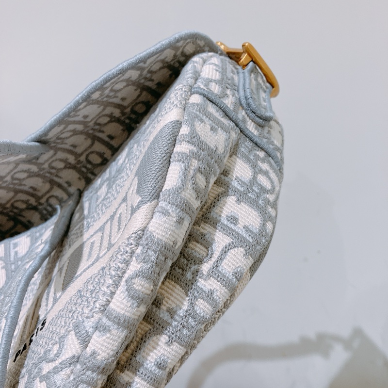 CHRISTIAN DIOR迪奧亞麻灰馬鞍包 OBLIQUE SADDLE BAG [UNUSED]-5