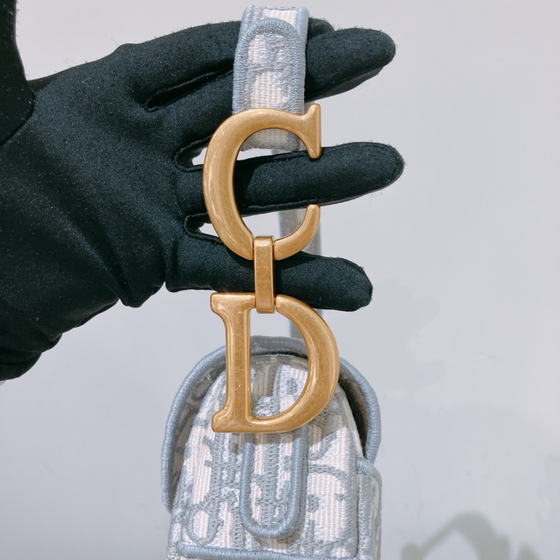 CHRISTIAN DIOR迪奧亞麻灰馬鞍包 OBLIQUE SADDLE BAG [UNUSED]-8