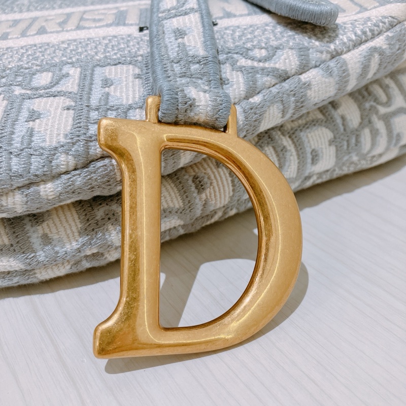 CHRISTIAN DIOR迪奧亞麻灰馬鞍包 OBLIQUE SADDLE BAG [UNUSED]-10