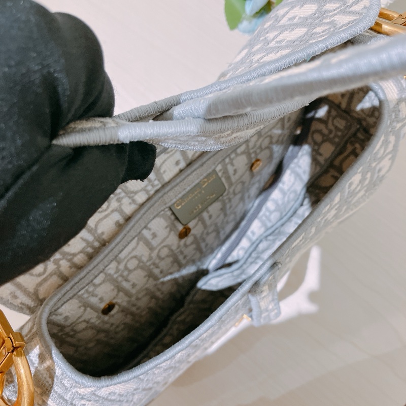 CHRISTIAN DIOR迪奧亞麻灰馬鞍包 OBLIQUE SADDLE BAG [UNUSED]-11