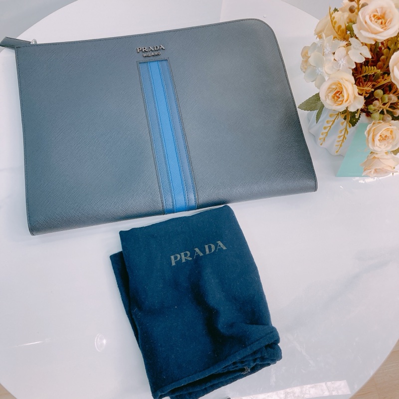 MS0467 PRADA 哥普拉十字皮紋手拿包包CLUTCH 33CM SAFFIANO CALFSKIN-10