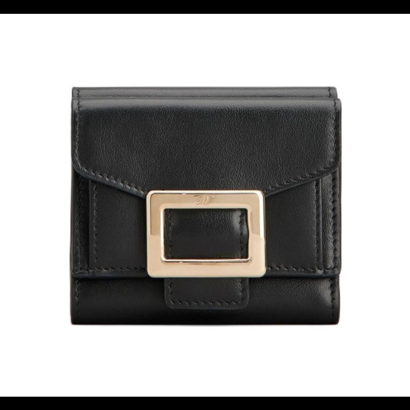 Roger Vivier Belle Vivier 黑色牛皮小皮夾 錢包-0