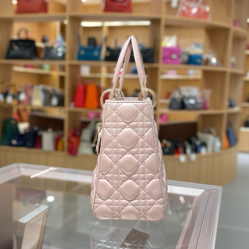 Dior迪奥珠光粉羊皮五格戴妃包-2