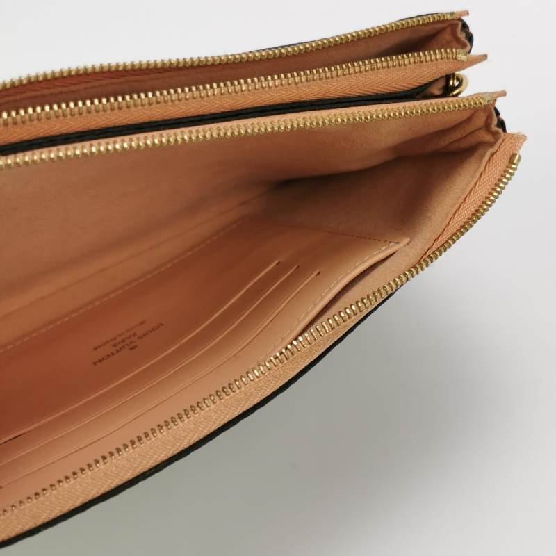 Louis Vuitton(LV)Pochette Double Zip牛皮棋盤格字母Logo斜挎包斜挎包-6