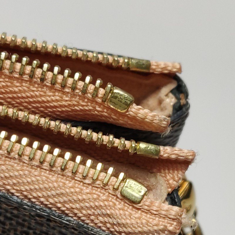 Louis Vuitton(LV)Pochette Double Zip牛皮棋盤格字母Logo斜挎包斜挎包-12