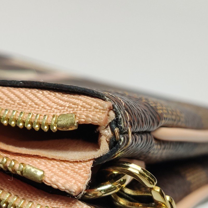 Louis Vuitton(LV)Pochette Double Zip牛皮棋盤格字母Logo斜挎包斜挎包-13