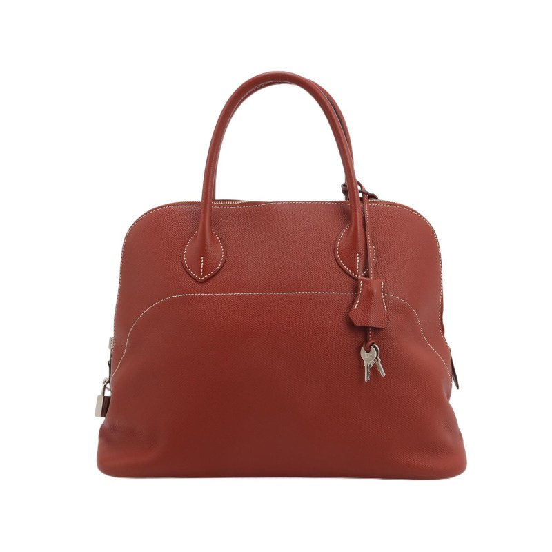 Hermes Bolide保齡球包35弧線造型手提包Epsom牛皮銀扣5Q威尼斯紅T刻-0