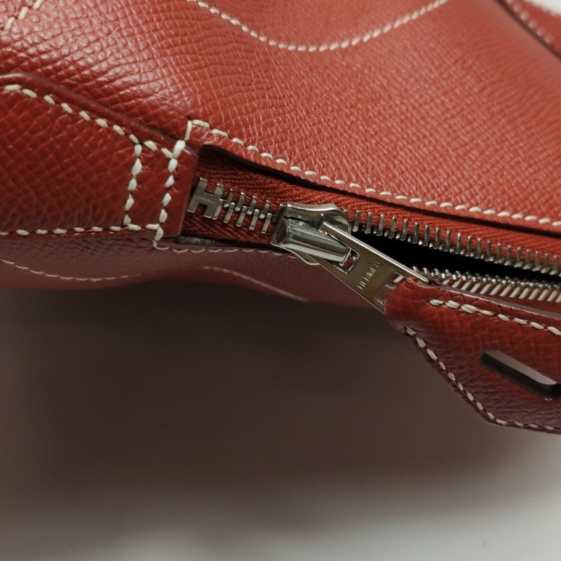 Hermes Bolide保齡球包35弧線造型手提包Epsom牛皮銀扣5Q威尼斯紅T刻-10