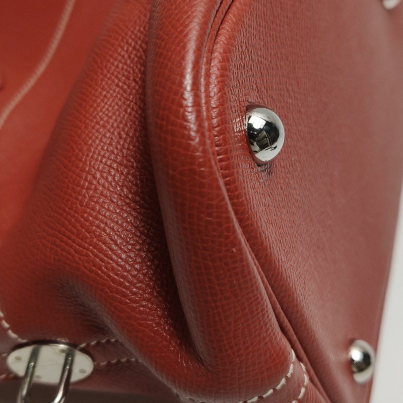 Hermes Bolide保齡球包35弧線造型手提包Epsom牛皮銀扣5Q威尼斯紅T刻-17