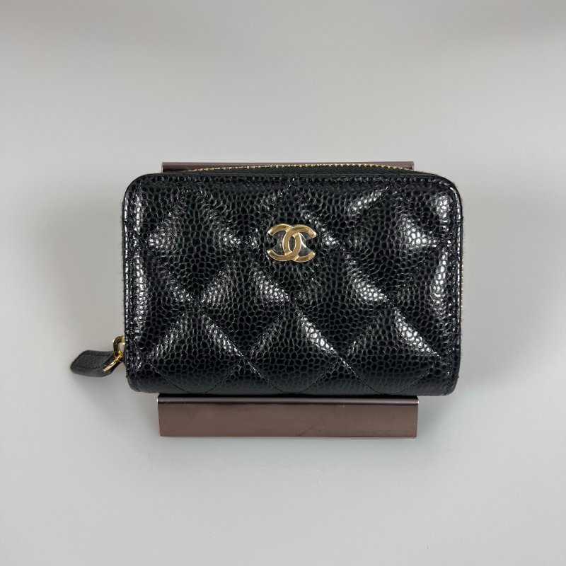 全新品 CHANEL CFㄇ拉零錢包荔枝黑  AP0216/晶片款-0