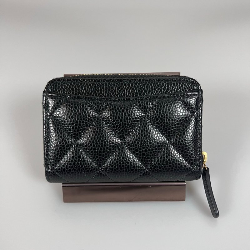 全新品 CHANEL CFㄇ拉零錢包荔枝黑  AP0216/晶片款-1