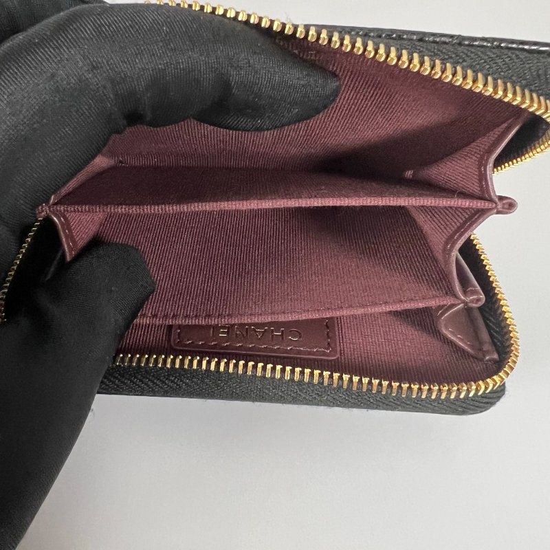 全新品 CHANEL CFㄇ拉零錢包荔枝黑  AP0216/晶片款-6