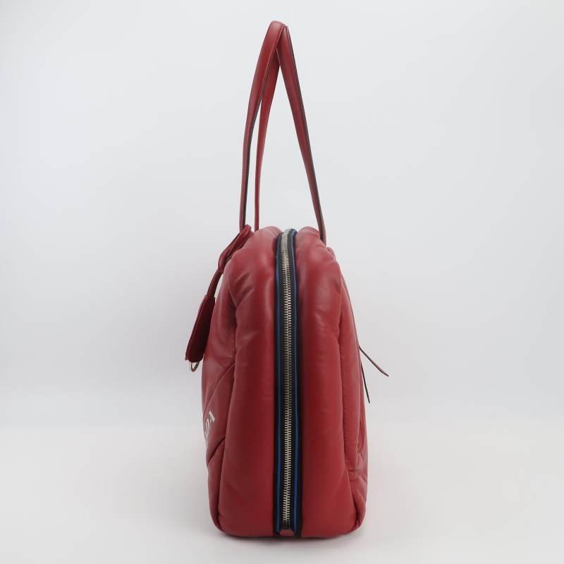 Prada羊皮拼色字母Logo拉鏈單肩包-2