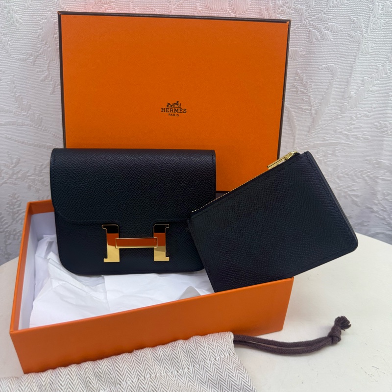 Hermes Constance Slim 黑金Wallet-1