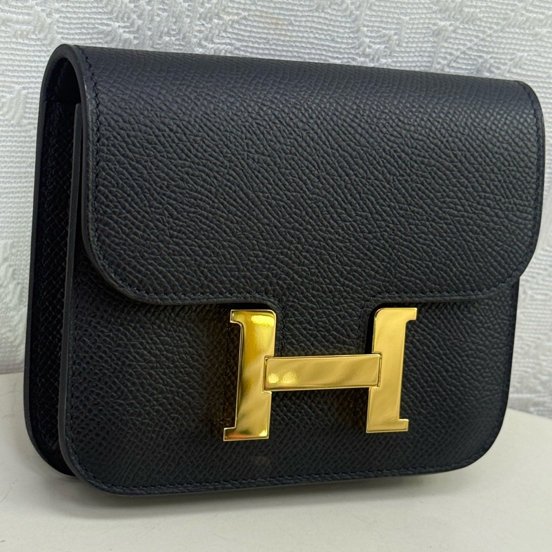 Hermes Constance Slim 黑金Wallet-11