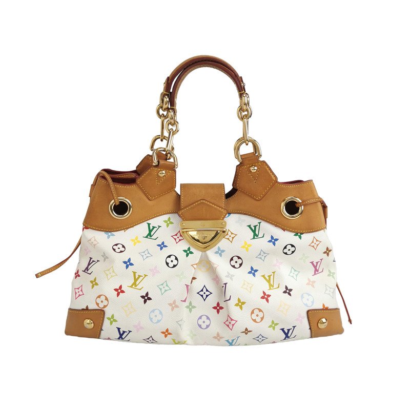 Louis Vuitton(LV)Ursula中號植鞣革白三彩推鎖搭扣包單肩包-0