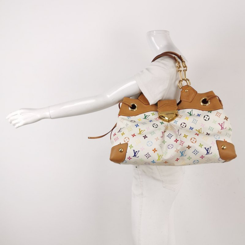 Louis Vuitton(LV)Ursula中號植鞣革白三彩推鎖搭扣包單肩包-1