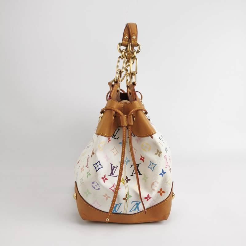 Louis Vuitton(LV)Ursula中號植鞣革白三彩推鎖搭扣包單肩包-2