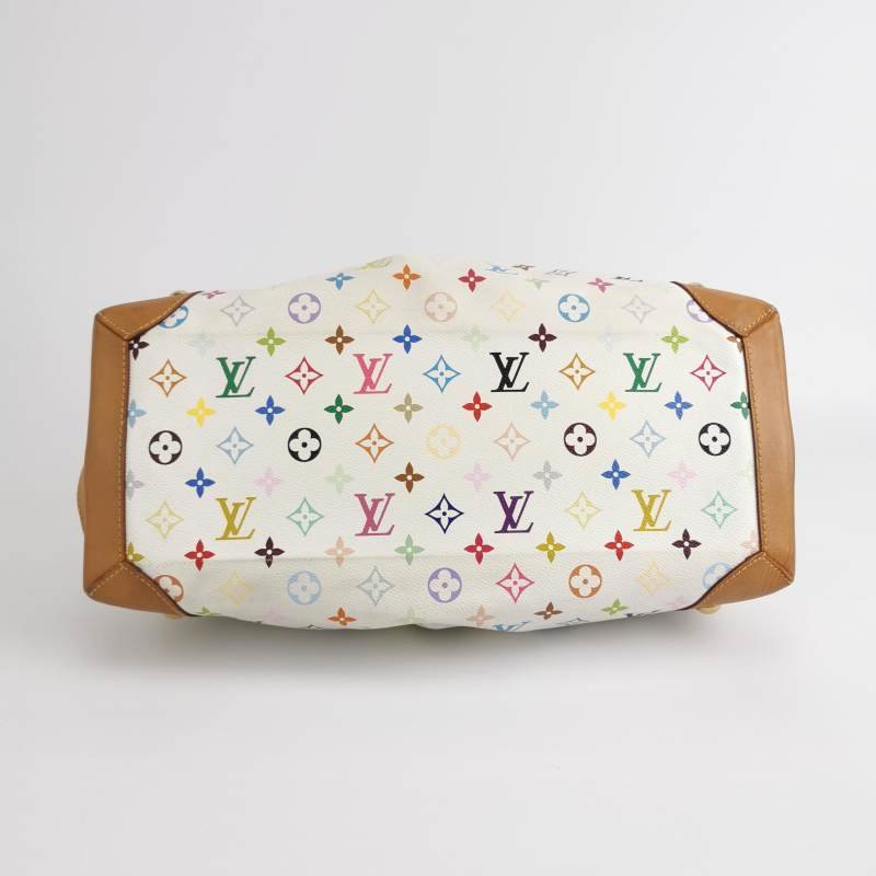 Louis Vuitton(LV)Ursula中號植鞣革白三彩推鎖搭扣包單肩包-5