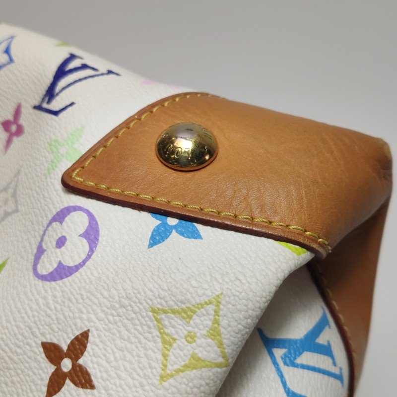 Louis Vuitton(LV)Ursula中號植鞣革白三彩推鎖搭扣包單肩包-12