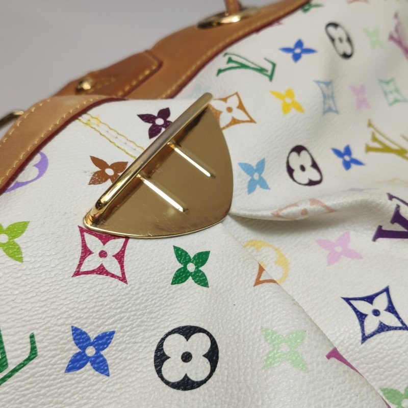 Louis Vuitton(LV)Ursula中號植鞣革白三彩推鎖搭扣包單肩包-13