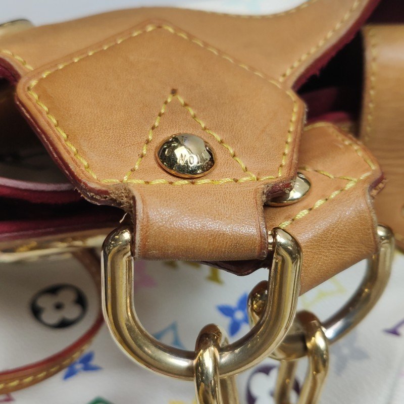 Louis Vuitton(LV)Ursula中號植鞣革白三彩推鎖搭扣包單肩包-16