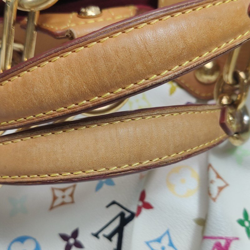 Louis Vuitton(LV)Ursula中號植鞣革白三彩推鎖搭扣包單肩包-17