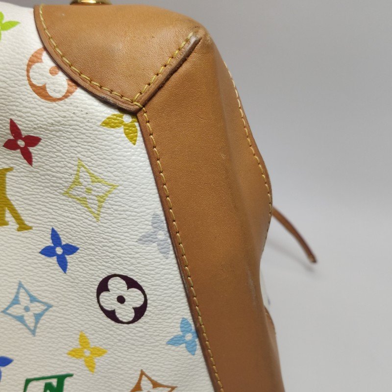 Louis Vuitton(LV)Ursula中號植鞣革白三彩推鎖搭扣包單肩包-18