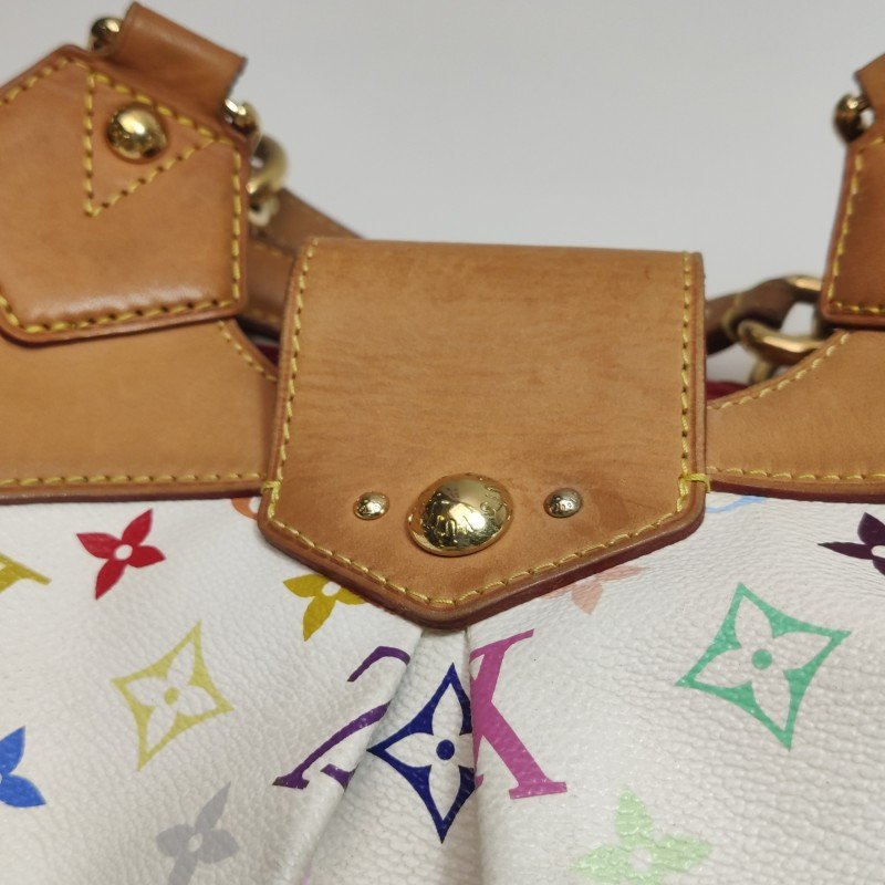 Louis Vuitton(LV)Ursula中號植鞣革白三彩推鎖搭扣包單肩包-19