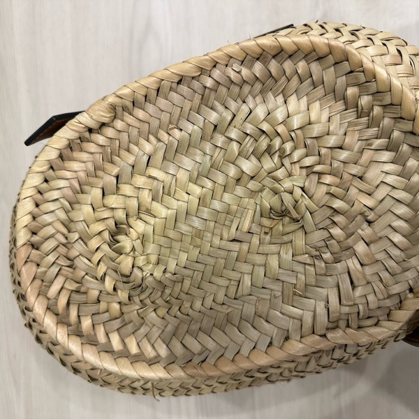 LOEWE 羅威 Medium Basket 小款 棕櫚葉拼小牛皮 托特包 編織包 草編包 原色/棕褐色-8
