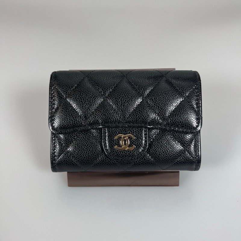 CHANEL CF黑荔枝翻蓋卡包 AP4098/晶片款-0