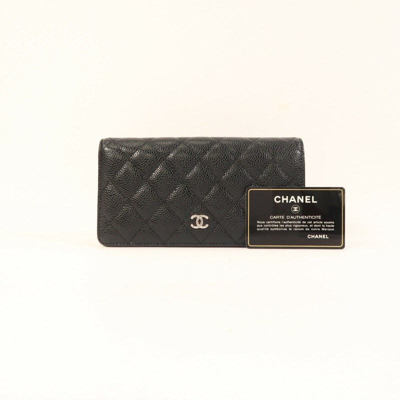 CHANEL 牛皮皮革Classic Long Wallet銀扣長錢包-5