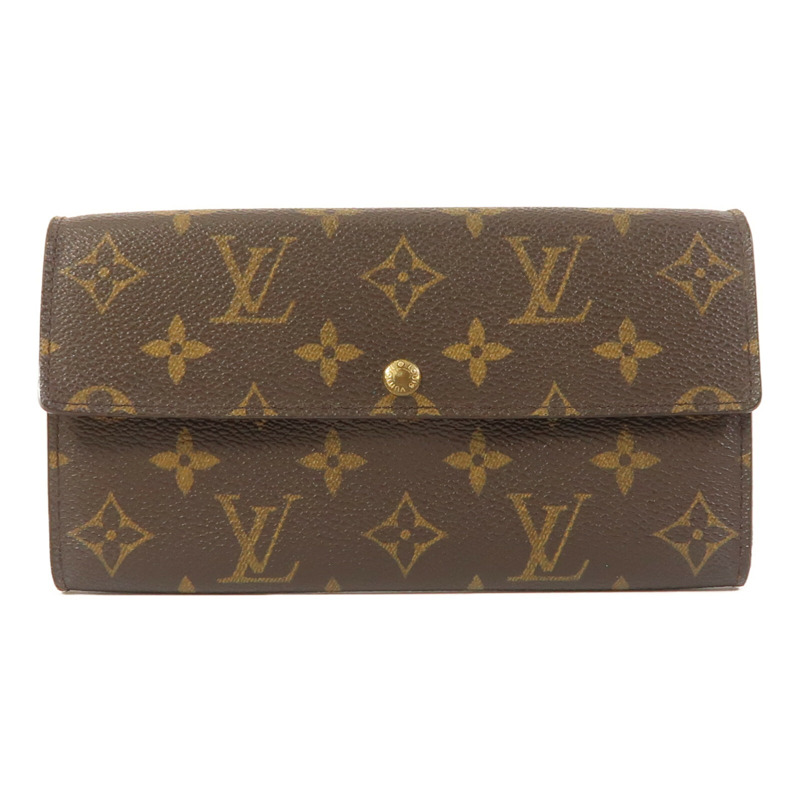 LOUIS VUITTON Monogram Long Wallet金扣長錢包-0