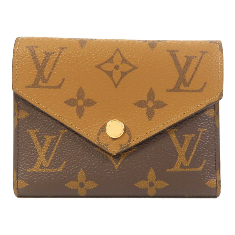 LOUIS VUITTON Monogram/Monogram Reverse Victorine Wallet金扣錢包棕色-0